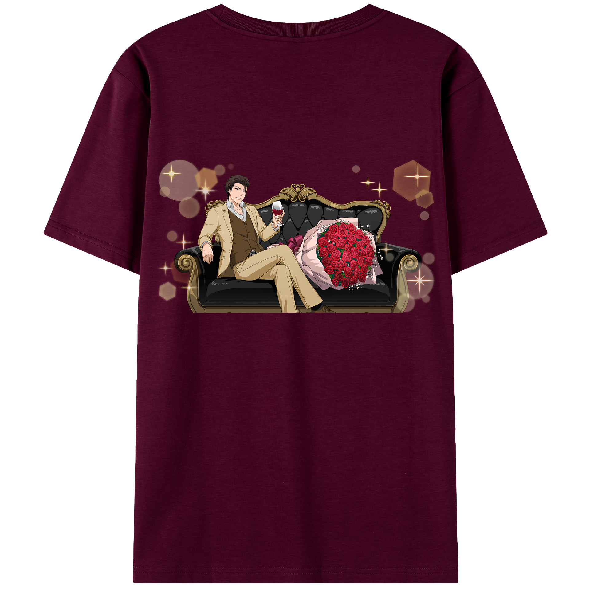 （画像用） ブリーチ 藍染 惣右介（あいぜん そうすけ） BLEACH Aizen Sousuke レディース半袖Tシャツ(バックプリント)